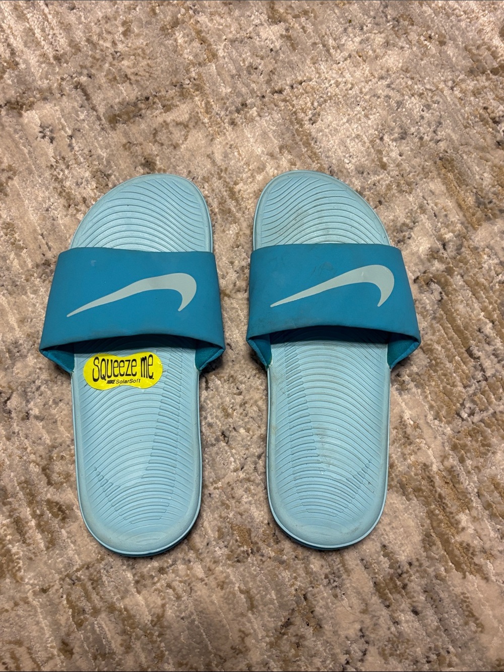 Nike Blue Teal Slide Sandals with White Swoosh